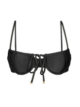 Laden Sie das Bild in den Galerie-Viewer, Product Front: Rio De Sol Oberteil Top Shimmer-Black Balconet-Tie