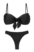 Laden Sie das Bild in den Galerie-Viewer, Product Front: Rio De Sol Set Set Shimmer-Black Bandeau-No Nice-Fio
