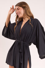 Laden Sie das Bild in den Galerie-Viewer, Image 05: Rio De Sol Kaftans/Cover-Ups Black Kimono
