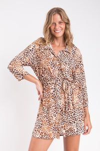 Gallery: Rio De Sol Hemdblusenkleid Leopard Chemise