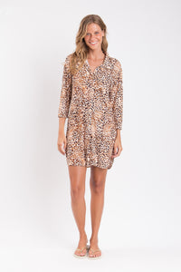 Model Front: Rio De Sol Hemdblusenkleid Leopard Chemise